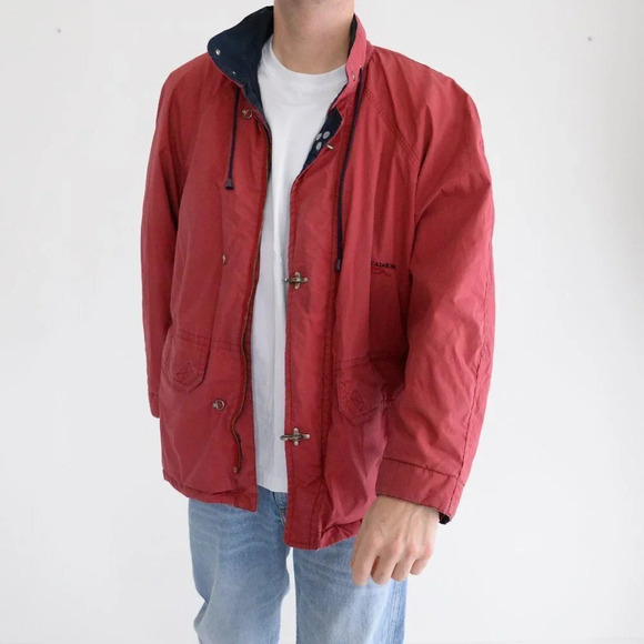 Vintage Bound for Peyton Red  Utility Nautical with Hidden Hood Jacket - Picture 1 of 14